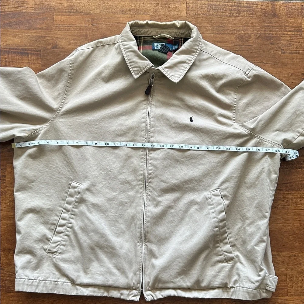 Polo Ralph Lauren Khaki Jacket Men’s 2XL Zip-Up Preppy Casual Plaid Lining​​​​